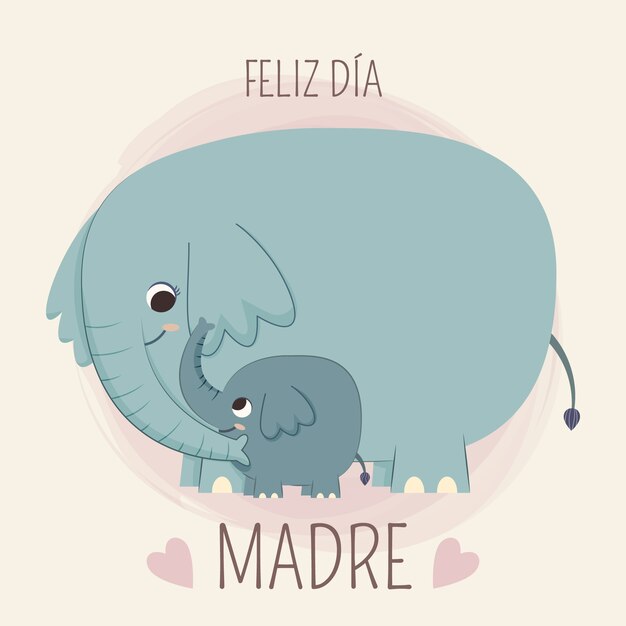 象とスペイン語でフラット母の日のイラスト