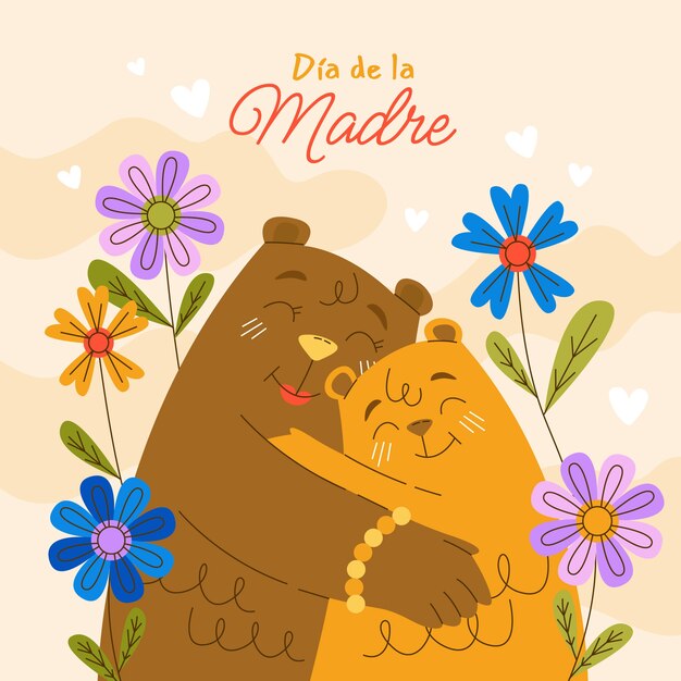 스페인어로 된 평평한 어머니의 날 그림