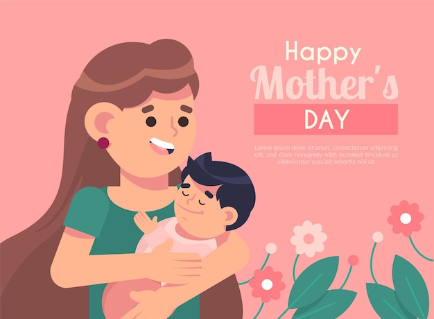 Free vector flat mother's day illustration