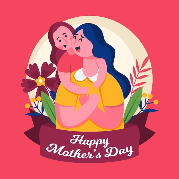 Free vector flat mother's day illustration