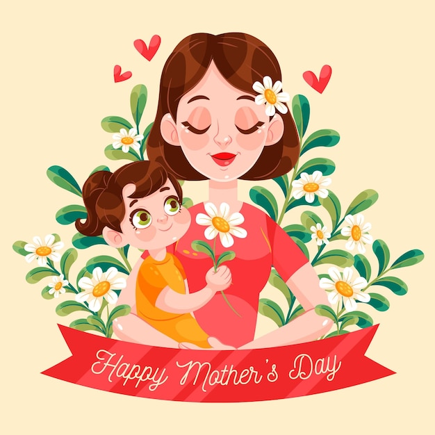 Free Vector flat mother's day illustration