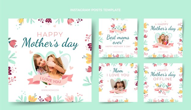 Flat mother's day instagram posts collection
