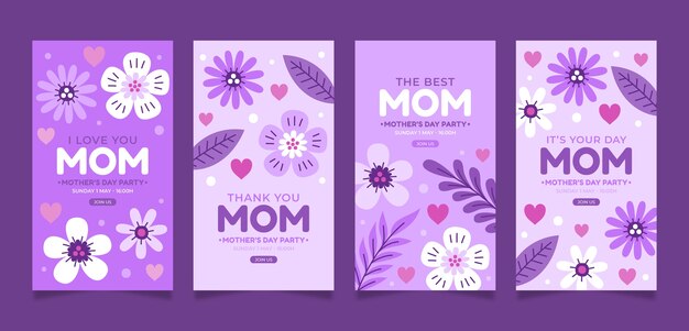 Flat mother's day instagram stories collection