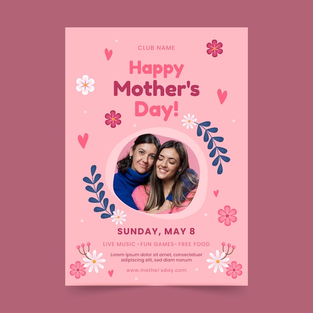 Flat mother's day invitation template