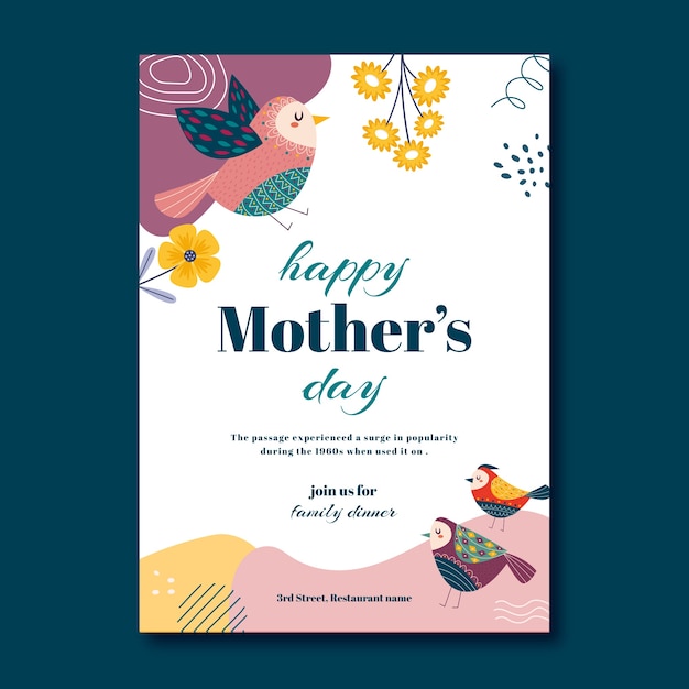 Flat mother's day invitation template