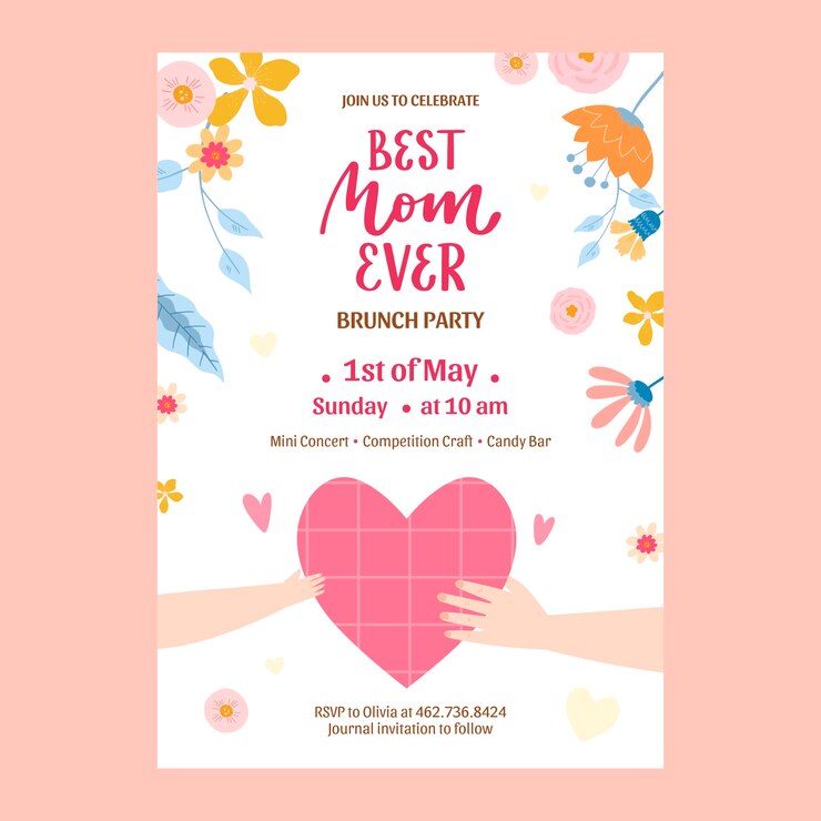 Free Vector | Flat mother's day invitation template