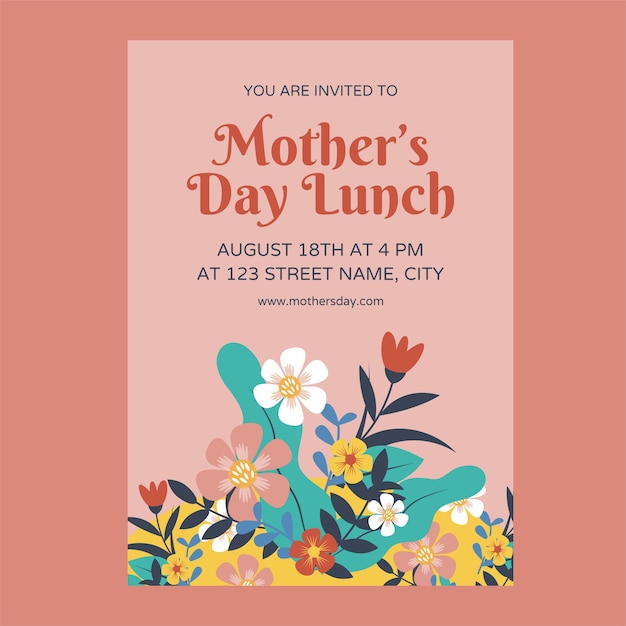 Flat mother's day invitation template