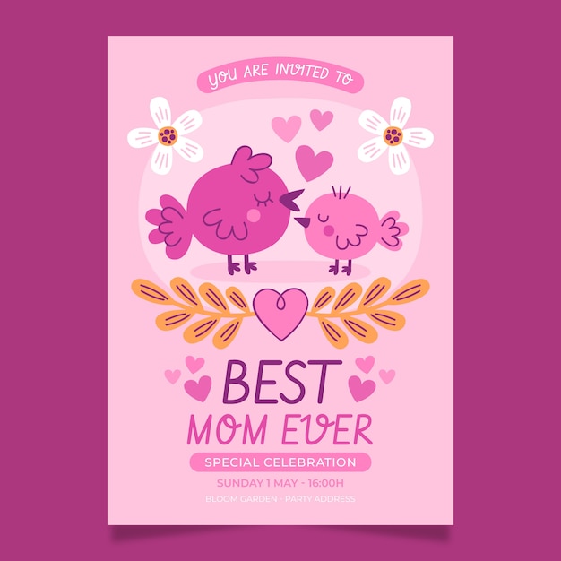 Free vector flat mother's day invitation template