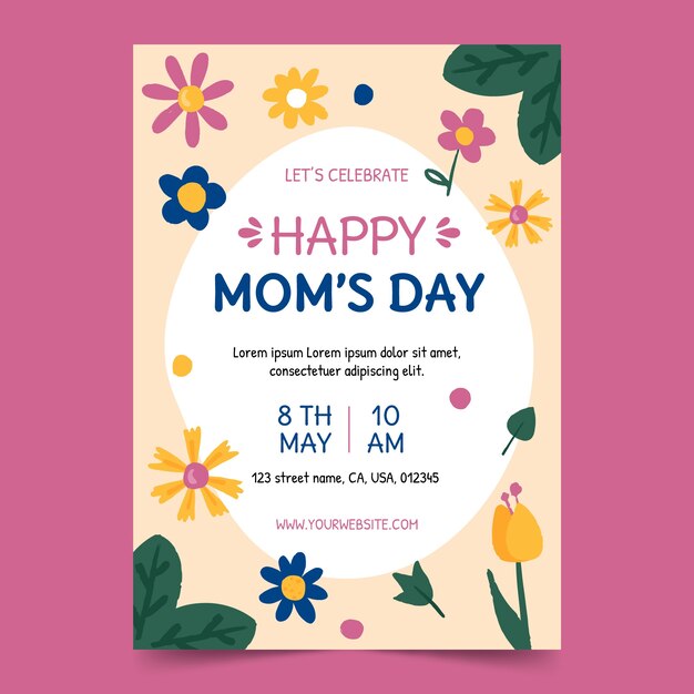 Flat mother's day invitation template