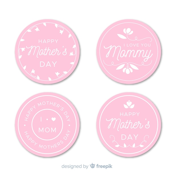 Flat mother's day label collection