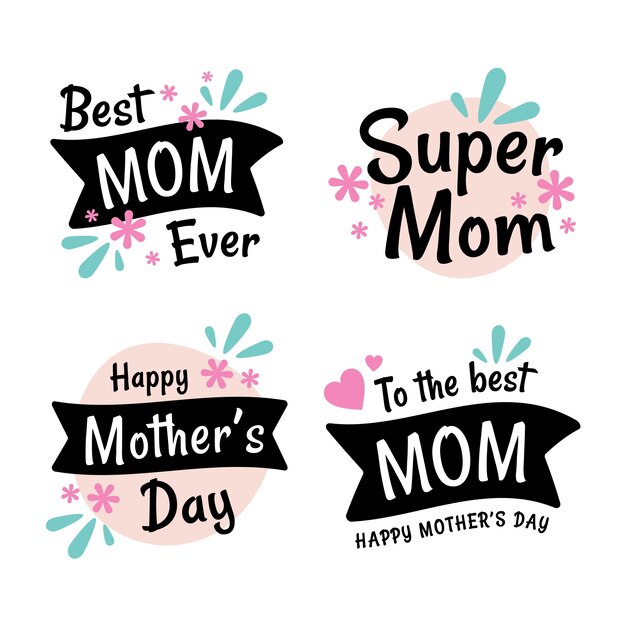 Flat mother's day label collection