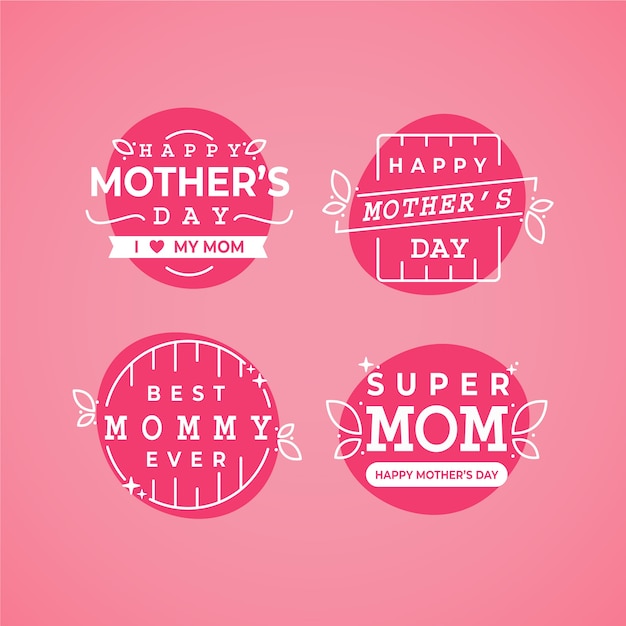 Free vector flat mother's day label collection