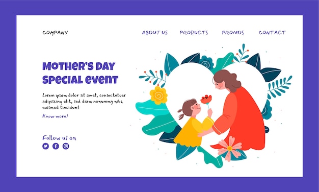 Free vector flat mother's day landing page template