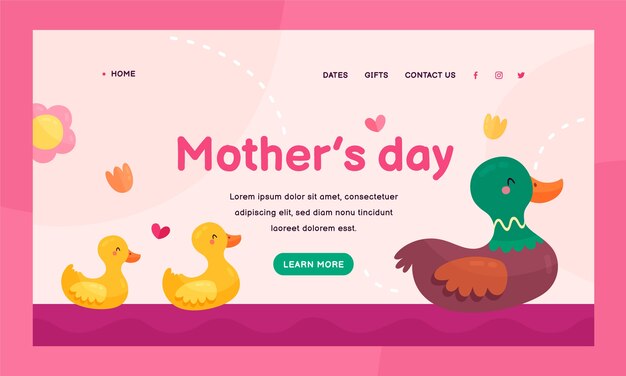 Flat mother's day landing page template