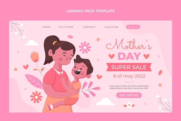 Free vector flat mother's day landing page template