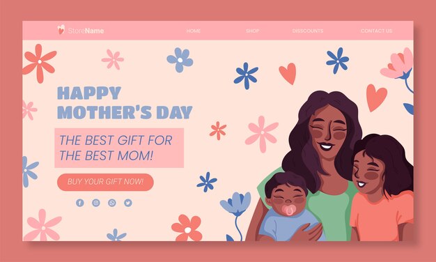 Flat mother's day landing page template