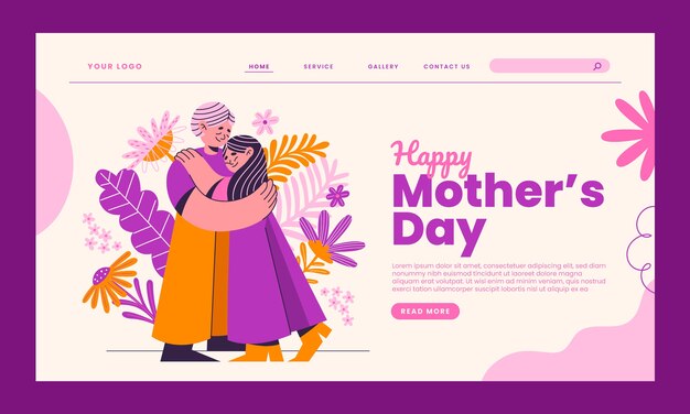 Flat mother's day landing page template