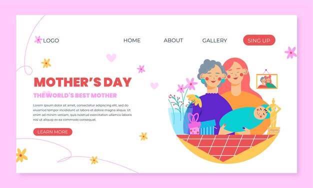 Flat mother's day landing page template