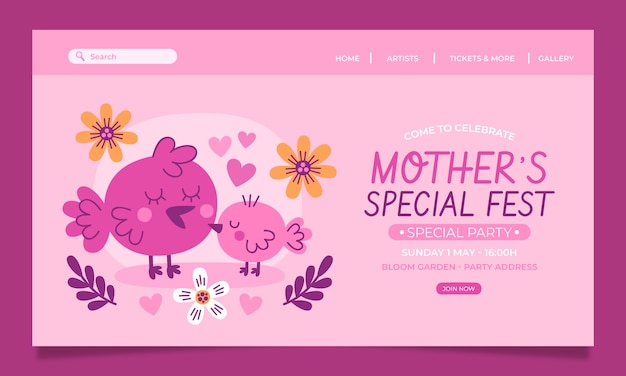 Flat mother's day landing page template