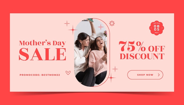 Free vector flat mother's day sale horizontal banner template