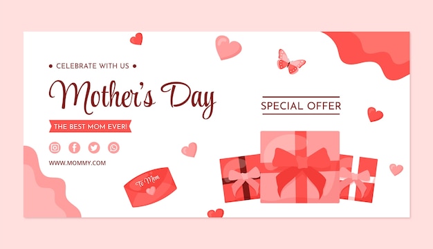 Flat mother's day sale horizontal banner template