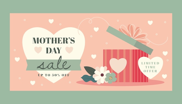 Free vector flat mother's day sale horizontal banner template