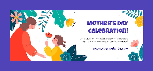 Flat mother's day social media cover template