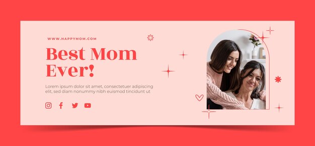 Flat mother's day social media cover template