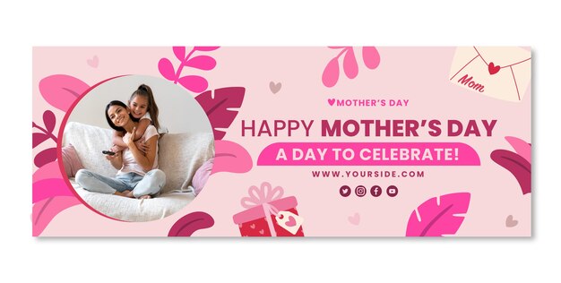 Flat mother's day social media cover template