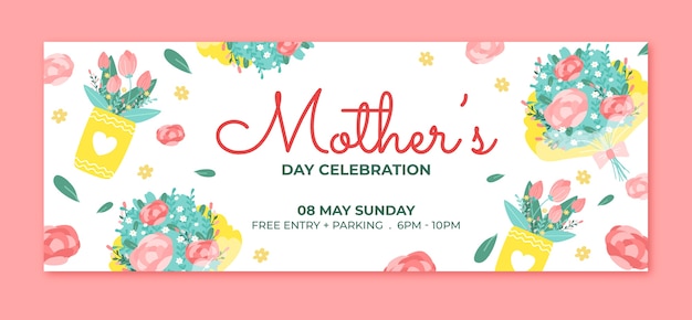 Free vector flat mother's day social media cover template