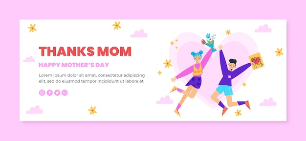 Flat mother's day social media cover template