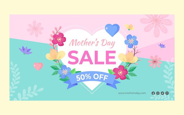 Flat mother's day social media promo template