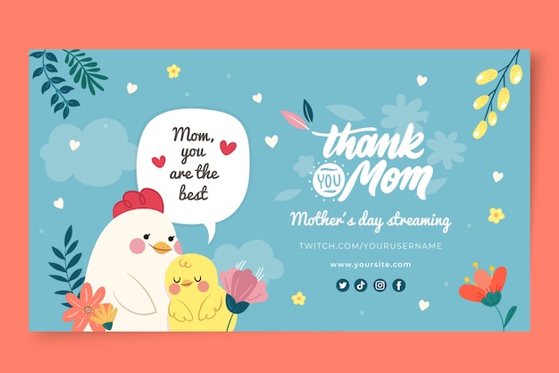 Free vector flat mother's day twitch background