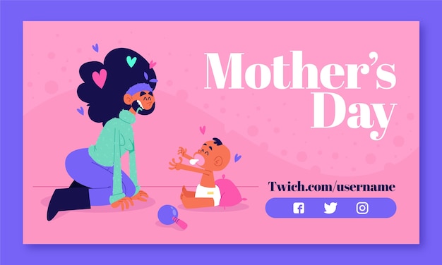 Free Vector | Flat mother's day twitch banner