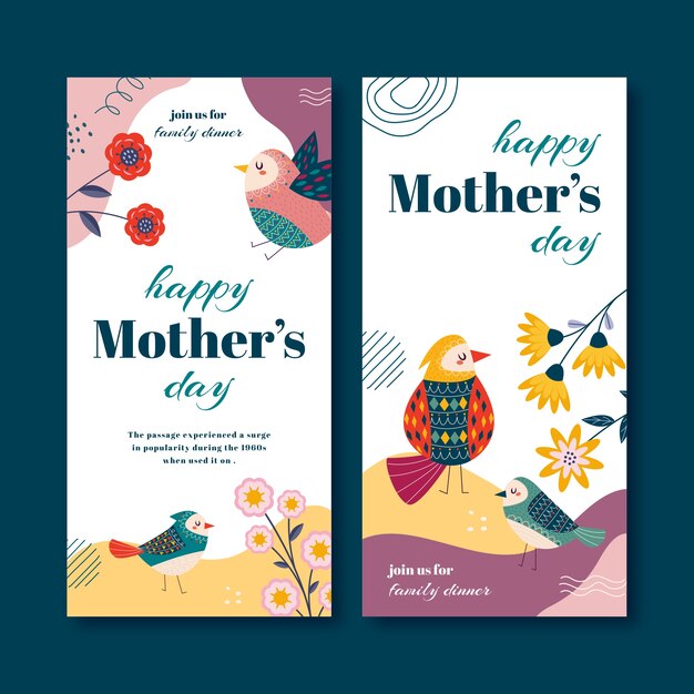 flat mother's day vertical banners pack