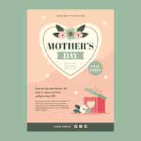 Free vector flat mother's day vertical poster template