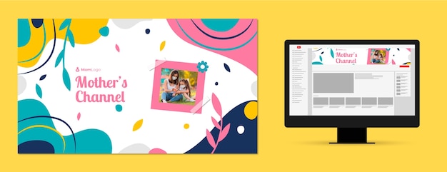 無料ベクター フラット母の日youtubeチャンネルアート
