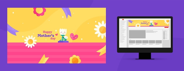 無料ベクター フラット母の日youtubeチャンネルアート
