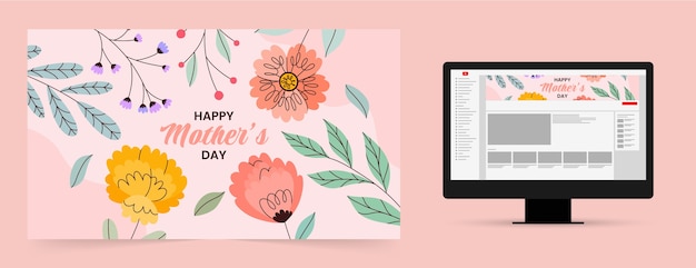 Free vector flat mother's day youtube channel art