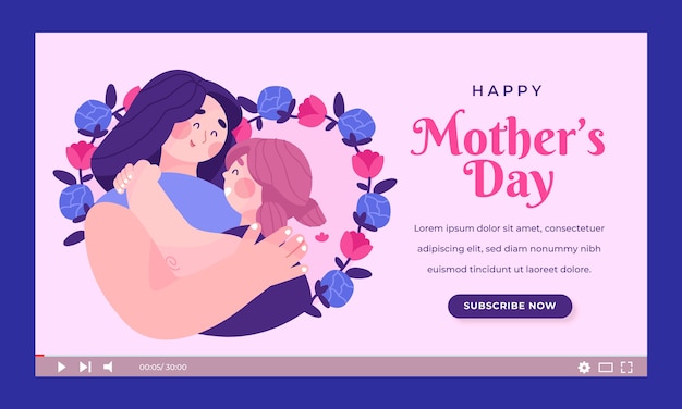 Free vector flat mother's day youtube thumbnail