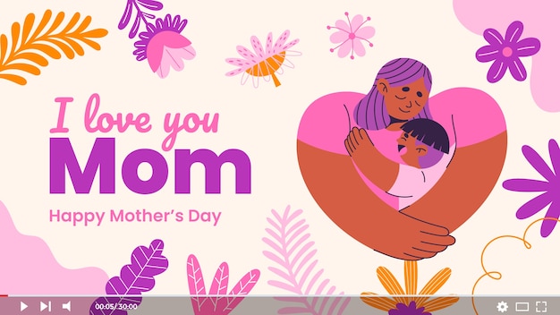 Free vector flat mother's day youtube thumbnail