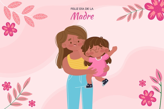 Бесплатное векторное изображение Плоский день матери на испанском языке