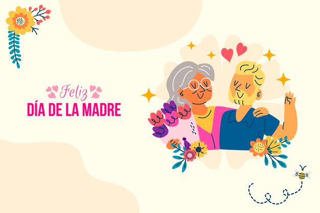 Flat mothers day background in spanish