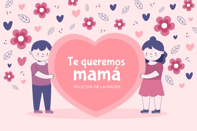 Free vector flat mothers day background in spanish