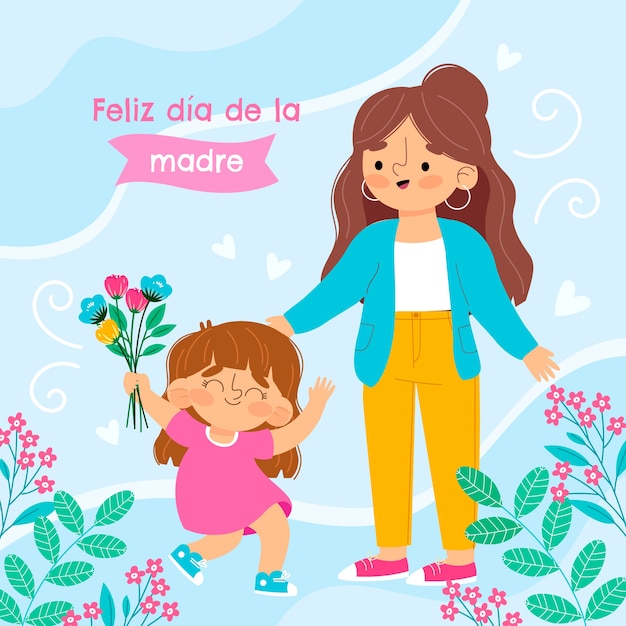 Free vector flat mothers day background in spanish