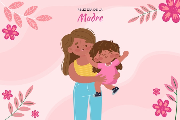 Flat mothers day background in spanish