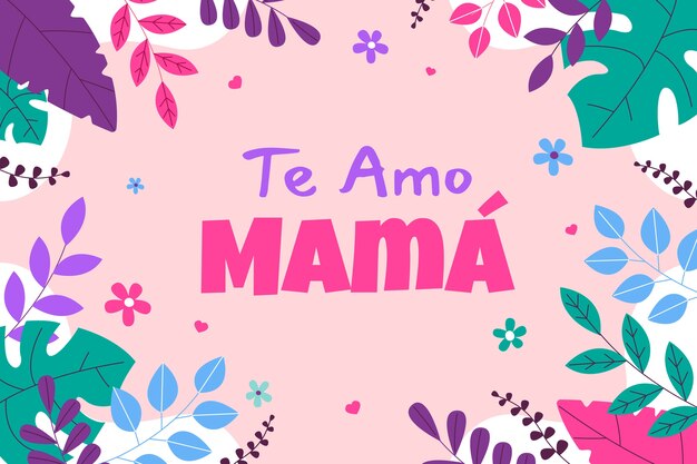 Flat mothers day background in spanish