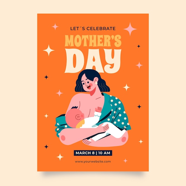 Free vector flat mothers day flyer template