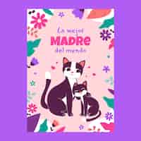 무료 벡터 스페인어에서 플랫 어머니의 날 인사말 카드 템플릿