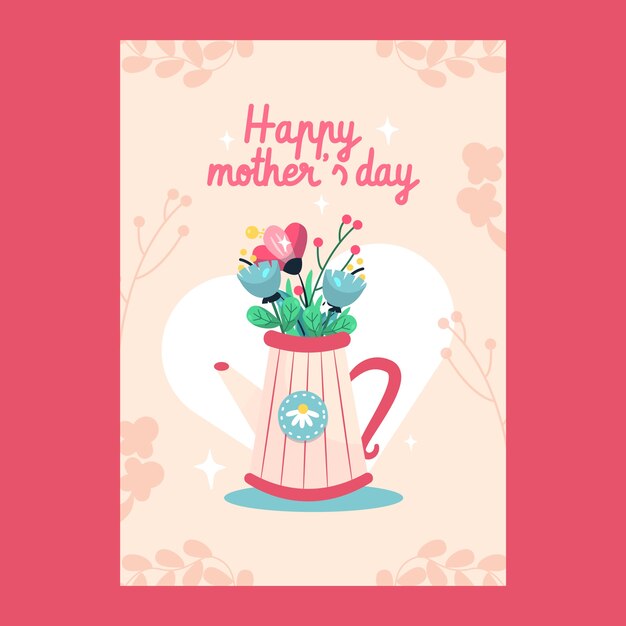 Flat mothers day greeting card template in spanish